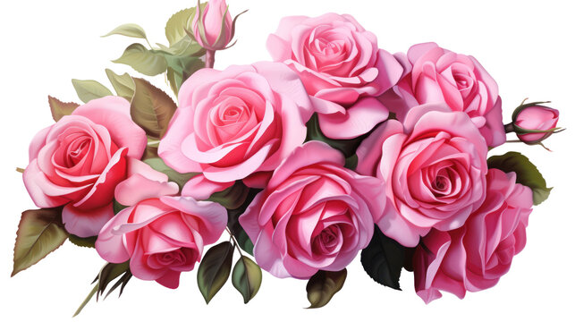 Bouquet of roses  isolated on transparent and white background.PNG image.	