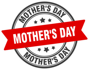 mother's day stamp. mother's day label on transparent background. round sign