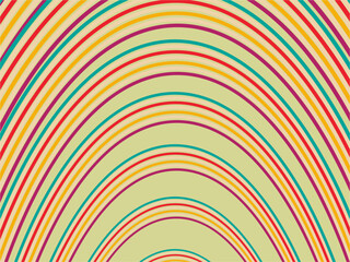 Psychedelic retro groove background. Colorful curved lines background.