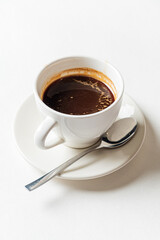 cup of coffee on the white