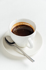cup of coffee on the white