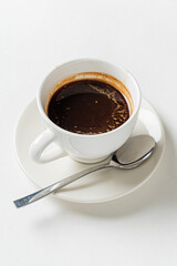 cup of coffee on the white