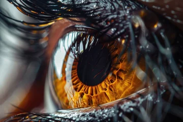 Schilderijen op glas Detailed close-up of a person's eye, suitable for medical or beauty concepts © Fotograf
