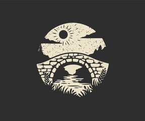 bridge and river logo vector symbol illustration design