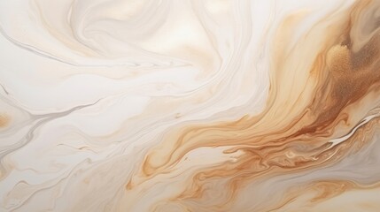 Fototapeta premium Abstract fluid art background beige and silver colors. Liquid marble. Ink beige backdrop with shiny wavy pattern