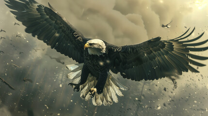 Bald eagle, american flag with background, The of symbol 4 July Independence Day, american flag,...