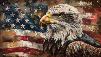 Bald eagle, american flag with background, The of symbol 4 July Independence Day, american flag, memorial day, american democracy, usa patriotism, Ai generated image