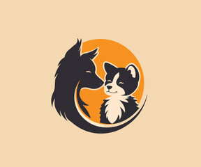 dog animal pet logo design template