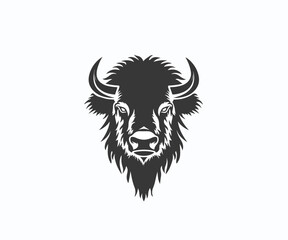 bison head logo design template