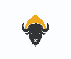 bison head logo design template © keenan