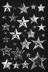 Silver stars on a black background, perfect for various design projects