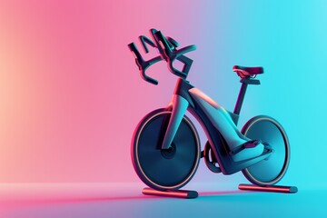Obraz na płótnie Canvas Exercise Bike and Virtual Trainer an exercise bike with a virtual trainer on a screen