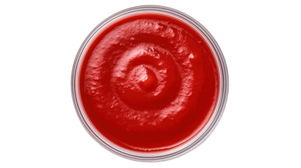 Top-down view Tomato paste isolated on transparent and white background.PNG image.	