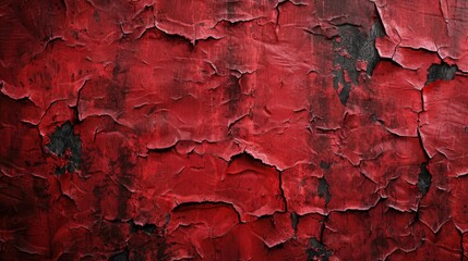 Naklejka premium A weathered red painted wall with peeling paint. Ideal for background or texture use