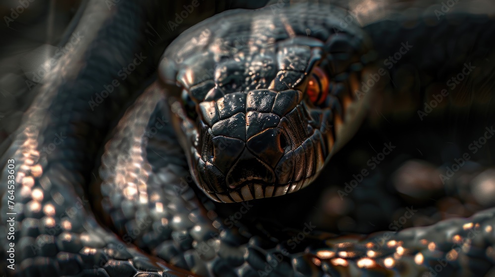 Poster close up image of a snake with its mouth open. suitable for educational materials or wildlife public