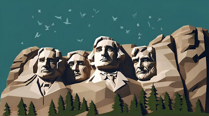 paper cut craft paper illustration Mount Rushmore Nati .Generative AI - obrazy, fototapety, plakaty