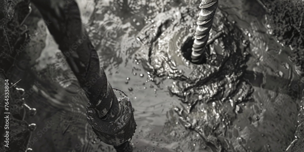 Poster a striking black and white photo of a water spout. ideal for use in design projects