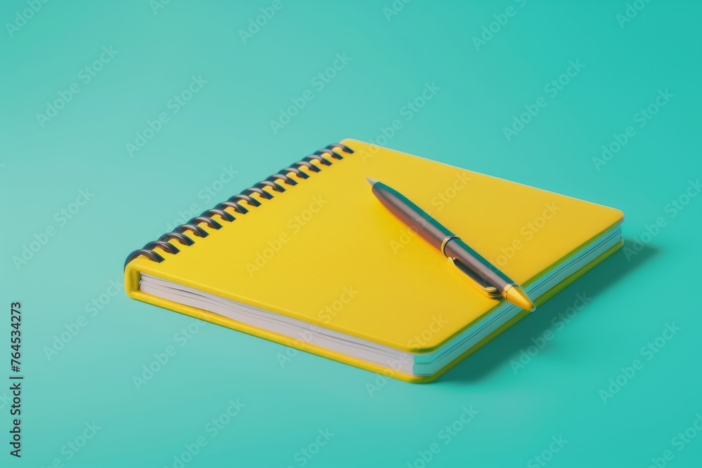 Aufkleber notebook and pen depicting an open notebook with a pen resting on top