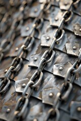 Detailed view of metal chains, suitable for industrial concepts