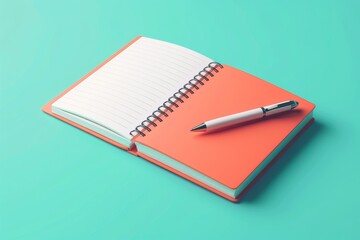 Notebook and Pen Depicting an open notebook with a pen resting on top