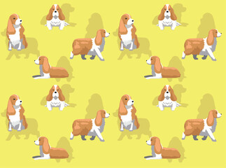 Dog English Springer Spaniel Cartoon Red Coat Cute Seamless Wallpaper Background