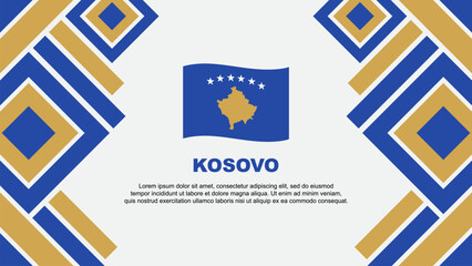 Fototapeta premium Kosovo Flag Abstract Background Design Template. Kosovo Independence Day Banner Wallpaper Vector Illustration. Kosovo
