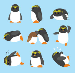 Macaroni Penguin Cute Set Cartoon Character Vector