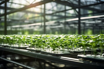Greenhouse and Seedlings in the concept of controlled environment agriculture and plant cultivation