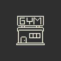 fitness and gym icon pixel art style with simple color and black background good for your project and game asset.	