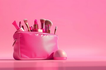 Makeup Bag and Cosmetics Products Showcasing a stylish makeup bag