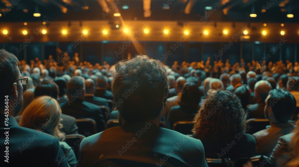 Aufkleber a crowd of people gathered in front of a stage. ideal for event or concert promotions