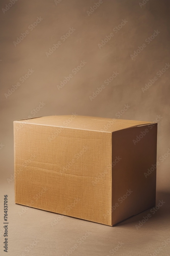 Poster a cardboard box sitting on top of a table, suitable for various concepts