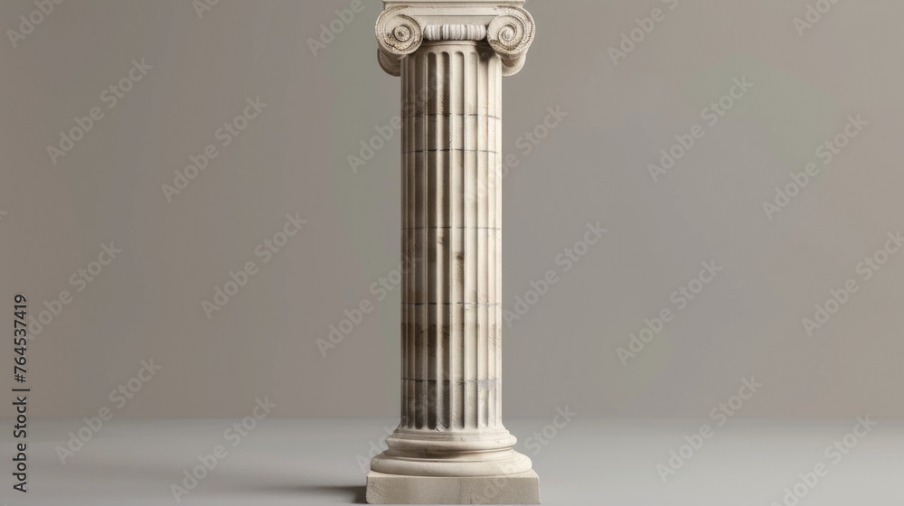 Poster a white column with a clock on top, suitable for various concepts