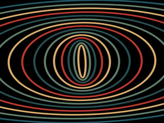 Psychedelic retro groove background. Colorful curved lines background.