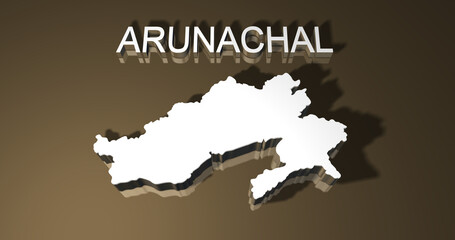 Map of Arunachal Pradesh in Gold and White