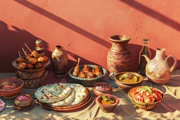 Fototapeta premium Tandoori Feast a spread of tandoori dishes