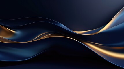 Gold and navy blue waves abstract luxury background for copy space text. Golden colors curves backdrop