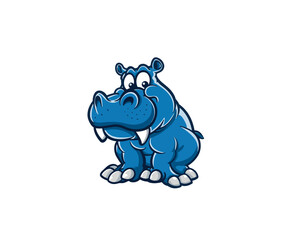 hippopotamus mascot logo illustration