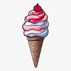 Ice cream hand-drawn comic illustration. Ice cream. Vector doodle style cartoon illustration