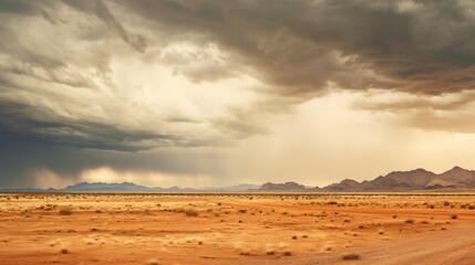 Stormy sky over the desert landscape background