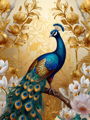 peacock with feathers HD 8K wallpaper Stock Photographic Image