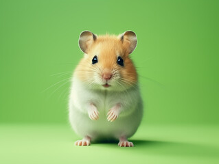 Hamster on green background