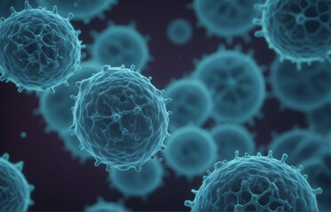 Background of dividing cells. virus 3D - obrazy, fototapety, plakaty
