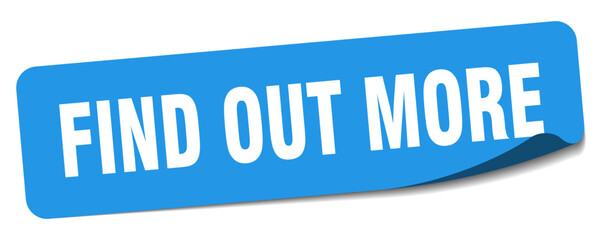 find out more sticker. find out more label