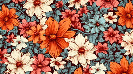 Fototapeta na wymiar Colorful flowers background, season concept