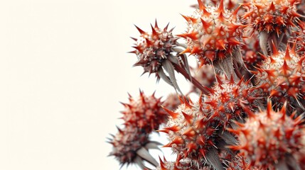  A close-up of a plant with red and white flowers on its stem and a white sky in the background is an image that captures the beauty of nature The bright colors of the flowers