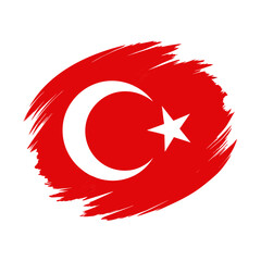 Turkish Flag Brush Strokes Vector Illustration