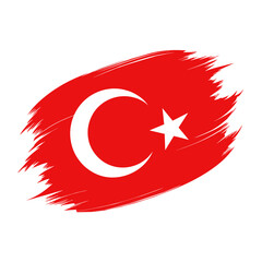 Turkish Flag Brush Strokes Vector Illustration