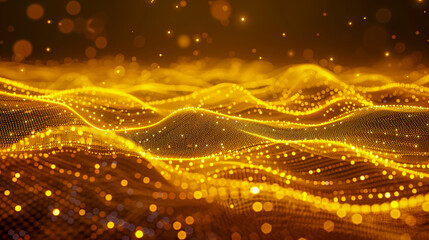 Abstract digital particle wave, vibrant flow of data and light in motion