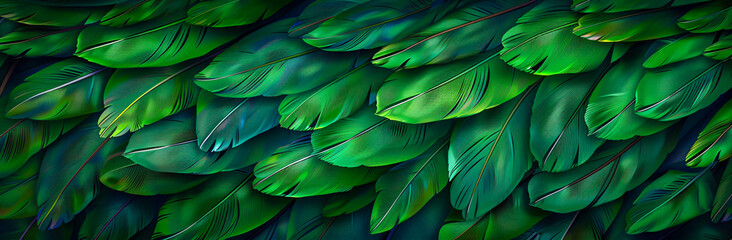 Exotic Bird Feathers Close-Up, Bright and Colorful Macaw Plumage Detail